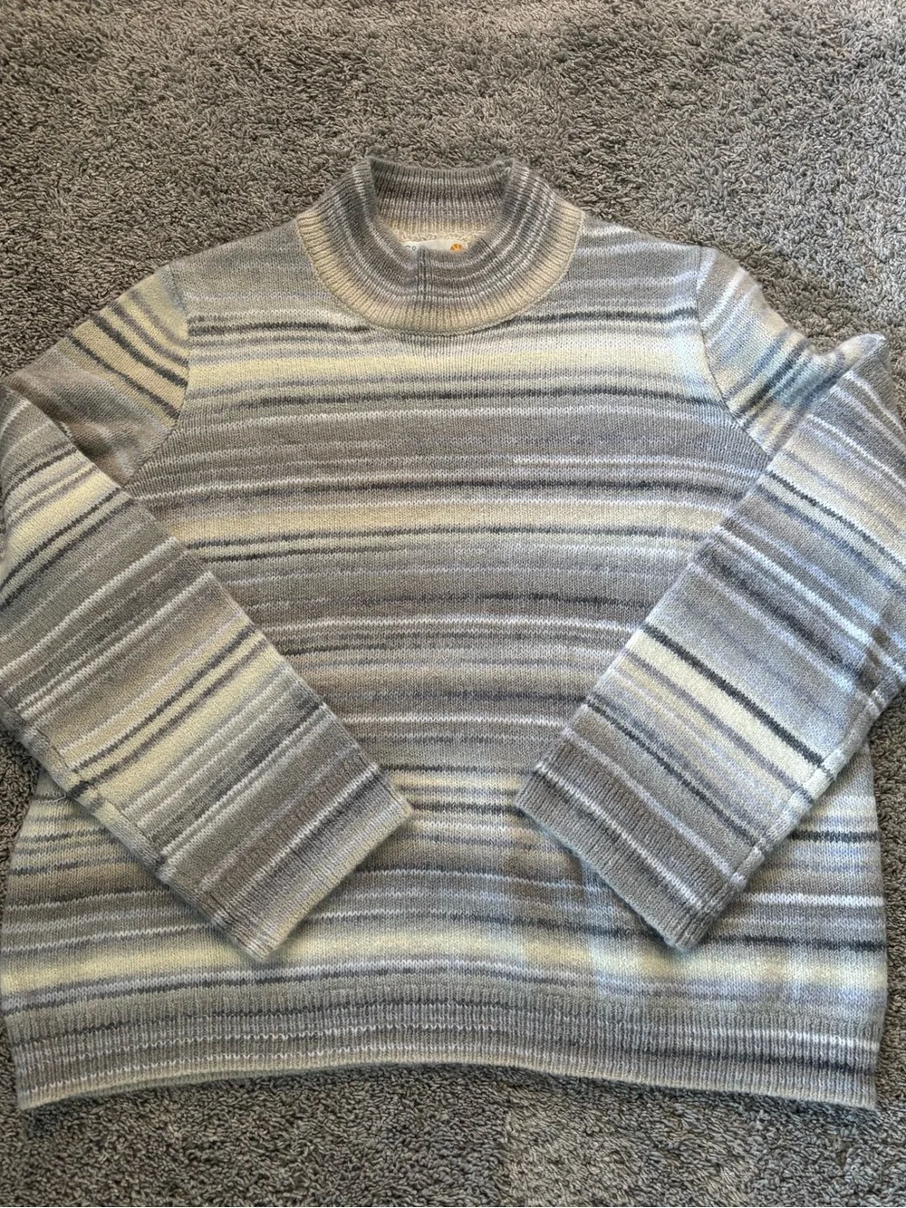 C&C California Mockneck Knit Fuzzy Cozy Striped Sweater Womens Size 2XL